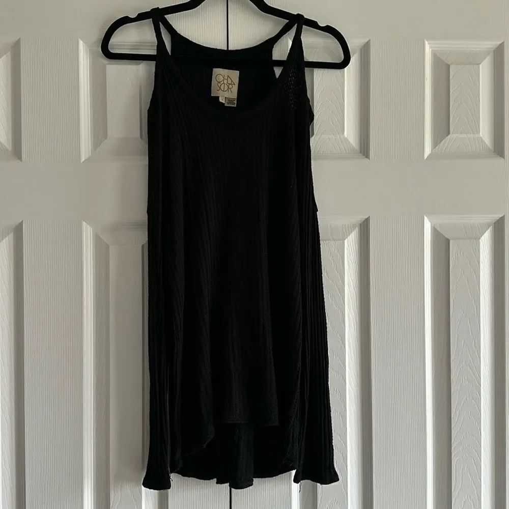 Chaser Women’s Cold Shoulder Black Thin Sweater